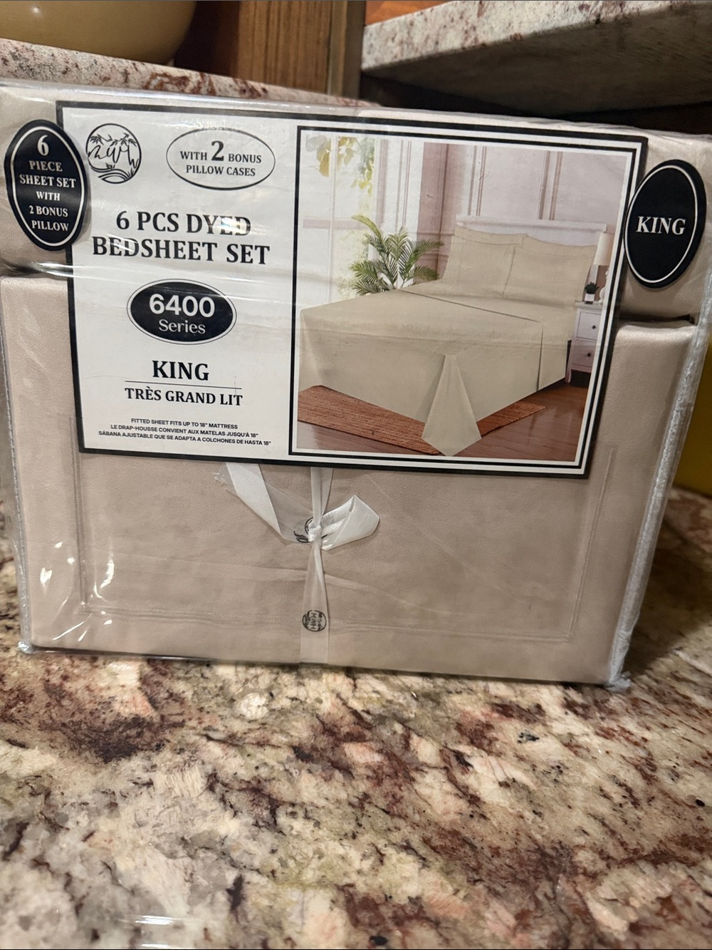 6-Piece King Bed Sheet Set in Cream - 6400 Series